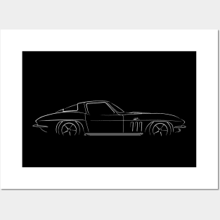 Chevy Corvette C2 - Profile stencil, white Posters and Art